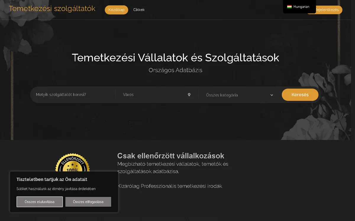 Temetkezési Szolgáltatók kepernyokep