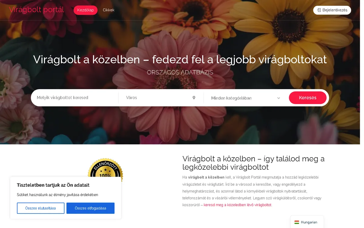 VirágBoltPortál kepernyokep